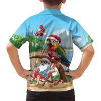 Personalized Hawaii Santa Parrot Christmas Family Matching Off Shoulder Short Dress and Hawaiian Shirt Summer Vibe - Polynesian Pride