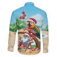 Personalized Hawaii Santa Parrot Christmas Family Matching Off Shoulder Short Dress and Hawaiian Shirt Summer Vibe - Polynesian Pride