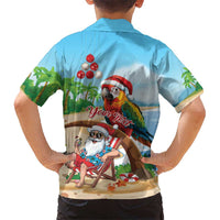 Personalized Hawaii Santa Parrot Christmas Family Matching Short Sleeve Bodycon Dress and Hawaiian Shirt Summer Vibe - Polynesian Pride