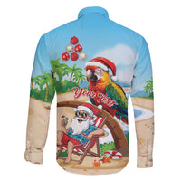 Personalized Hawaii Santa Parrot Christmas Family Matching Short Sleeve Bodycon Dress and Hawaiian Shirt Summer Vibe - Polynesian Pride