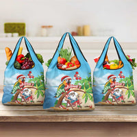 Hawaii Santa Parrot Christmas Grocery Bag Summer Vibe LT01 3-pack One Size Blue - Polynesian Pride