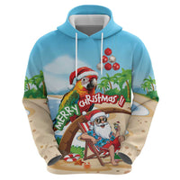 Personalized Hawaii Santa Parrot Christmas Hoodie Summer Vibe - Polynesian Pride