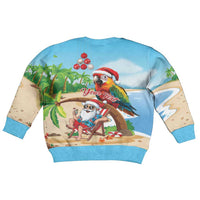 Personalized Hawaii Santa Parrot Christmas Kid Ugly Christmas Sweater Summer Vibe - Polynesian Pride