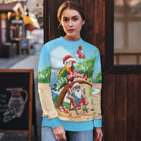 Personalized Hawaii Santa Parrot Christmas Ugly Christmas Sweater Summer Vibe - Polynesian Pride