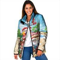 Personalized Hawaii Santa Parrot Christmas Padded Jacket Summer Vibe - Polynesian Pride