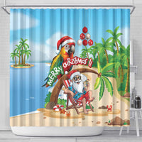 Hawaii Santa Parrot Christmas Shower Curtain Summer Vibe - Polynesian Pride