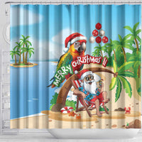 Hawaii Santa Parrot Christmas Shower Curtain Summer Vibe - Polynesian Pride