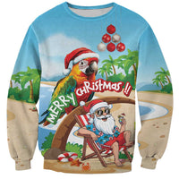 Personalized Hawaii Santa Parrot Christmas Sweatshirt Summer Vibe - Polynesian Pride