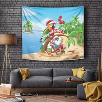 Hawaii Santa Parrot Christmas Tapestry Summer Vibe - Polynesian Pride