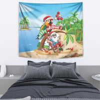 Hawaii Santa Parrot Christmas Tapestry Summer Vibe - Polynesian Pride