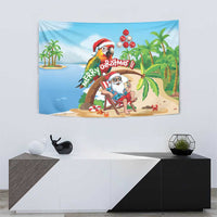Hawaii Santa Parrot Christmas Tapestry Summer Vibe - Polynesian Pride