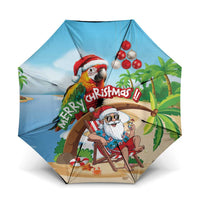 Hawaii Santa Parrot Christmas Umbrella Summer Vibe LT01 One Size Folded 11.42 inch Opened Diameter 37.4 inch Blue - Polynesian Pride