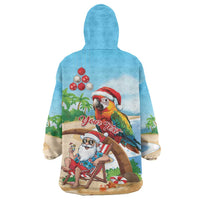 Personalized Hawaii Santa Parrot Christmas Wearable Blanket Hoodie Summer Vibe - Polynesian Pride