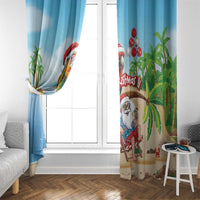 Hawaii Santa Parrot Christmas Window Curtain Summer Vibe - Polynesian Pride