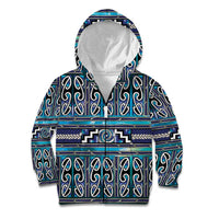 Maori Matariki Kid Hoodie Blue Galaxy Aesthetic Koru Art LT01 Zip Hoodie Blue - Polynesian Pride