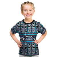 Maori Matariki Kid T Shirt Blue Galaxy Aesthetic Koru Art LT01 Blue - Polynesian Pride