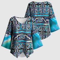Maori Matariki Kimono Sleeve Blouse Blue Galaxy Aesthetic Koru Art LT01 - Polynesian Pride