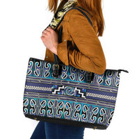 Maori Matariki Leather Tote Bag Blue Galaxy Aesthetic Koru Art LT01 Blue - Polynesian Pride