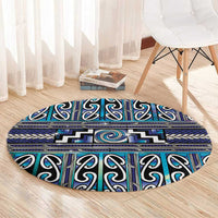 Maori Matariki Round Carpet Blue Galaxy Aesthetic Koru Art LT01 - Polynesian Pride