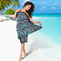 Maori Matariki Sarong Blue Galaxy Aesthetic Koru Art LT01 - Polynesian Pride
