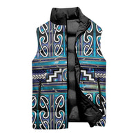 Maori Matariki Sleeveless Puffer Jacket Blue Galaxy Aesthetic Koru Art LT01 - Polynesian Pride