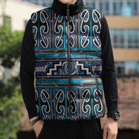Maori Matariki Sleeveless Puffer Jacket Blue Galaxy Aesthetic Koru Art LT01 - Polynesian Pride