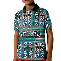 Maori Matariki Kid Polo Shirt Green Galaxy Aesthetic Koru Art LT01 Kid Green - Polynesian Pride