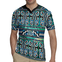 Maori Matariki Rugby Jersey Green Galaxy Aesthetic Koru Art LT01 - Polynesian Pride