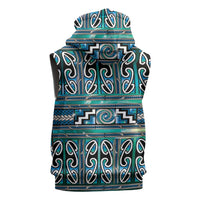 Maori Matariki Sleeveless Hoodie Green Galaxy Aesthetic Koru Art LT01 - Polynesian Pride