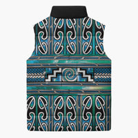 Maori Matariki Sleeveless Puffer Jacket Green Galaxy Aesthetic Koru Art LT01 - Polynesian Pride