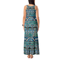 Maori Matariki Tank Maxi Dress Green Galaxy Aesthetic Koru Art LT01 - Polynesian Pride