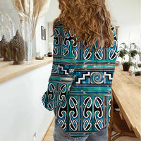 Maori Matariki Women Casual Shirt Green Galaxy Aesthetic Koru Art LT01 - Polynesian Pride