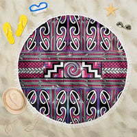 Maori Matariki Beach Blanket Pink Galaxy Aesthetic Koru Art LT01 One Size 150cm Pink - Polynesian Pride