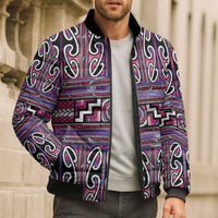 Maori Matariki Bomber Puffer Jacket Pink Galaxy Aesthetic Koru Art LT01 - Polynesian Pride