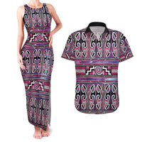 Maori Matariki Couples Matching Tank Maxi Dress and Hawaiian Shirt Pink Galaxy Aesthetic Koru Art LT01 Pink - Polynesian Pride