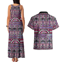 Maori Matariki Couples Matching Tank Maxi Dress and Hawaiian Shirt Pink Galaxy Aesthetic Koru Art LT01 - Polynesian Pride