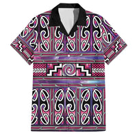 Maori Matariki Family Matching Long Sleeve Bodycon Dress and Hawaiian Shirt Pink Galaxy Aesthetic Koru Art LT01 Dad's Shirt - Short Sleeve Pink - Polynesian Pride