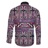 Maori Matariki Family Matching Off Shoulder Maxi Dress and Hawaiian Shirt Pink Galaxy Aesthetic Koru Art LT01 - Polynesian Pride