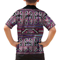 Maori Matariki Family Matching Short Sleeve Bodycon Dress and Hawaiian Shirt Pink Galaxy Aesthetic Koru Art LT01 - Polynesian Pride