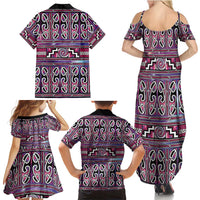 Maori Matariki Family Matching Summer Maxi Dress and Hawaiian Shirt Pink Galaxy Aesthetic Koru Art LT01 - Polynesian Pride