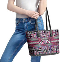 Maori Matariki Leather Tote Bag Pink Galaxy Aesthetic Koru Art LT01 - Polynesian Pride