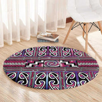 Maori Matariki Round Carpet Pink Galaxy Aesthetic Koru Art LT01 - Polynesian Pride