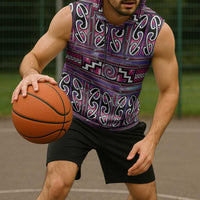 Maori Matariki Sleeveless Hoodie Pink Galaxy Aesthetic Koru Art LT01 - Polynesian Pride