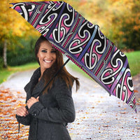 Maori Matariki Umbrella Pink Galaxy Aesthetic Koru Art LT01 - Polynesian Pride