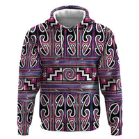 Maori Matariki Zip Hoodie Pink Galaxy Aesthetic Koru Art LT01 Pullover Hoodie Pink - Polynesian Pride