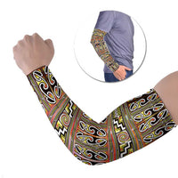 Maori Matariki Arm Sleeves Yellow Galaxy Aesthetic Koru Art LT01 Set of 2 Yellow - Polynesian Pride