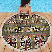 Maori Matariki Beach Blanket Yellow Galaxy Aesthetic Koru Art LT01 - Polynesian Pride