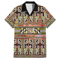 Maori Matariki Family Matching Long Sleeve Bodycon Dress and Hawaiian Shirt Yellow Galaxy Aesthetic Koru Art LT01 Dad's Shirt - Short Sleeve Yellow - Polynesian Pride