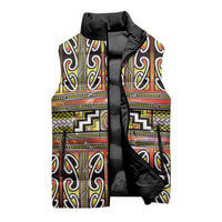 Maori Matariki Sleeveless Puffer Jacket Yellow Galaxy Aesthetic Koru Art LT01 - Polynesian Pride