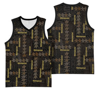 Hawaii Brown Plumeria Lei Black Basketball Jersey Frangipani Floral Heritage Art LT01 - Polynesian Pride